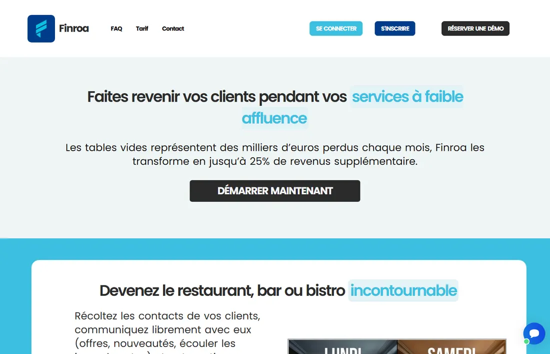 Page d'accueil du site Finroa