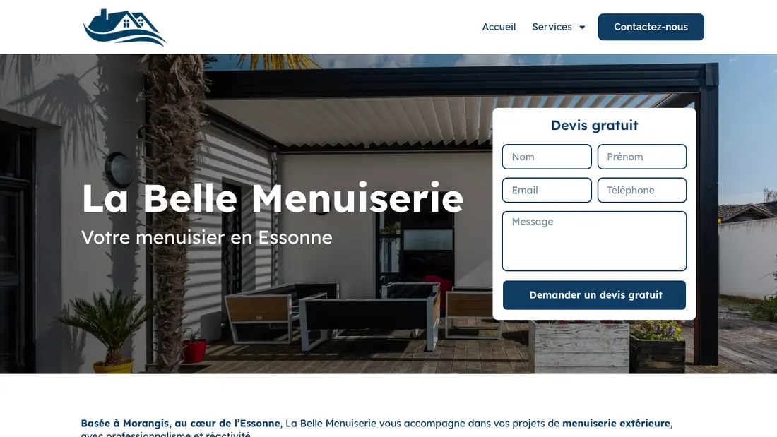 Page d'accueil du site de La Belle Menuiserie
