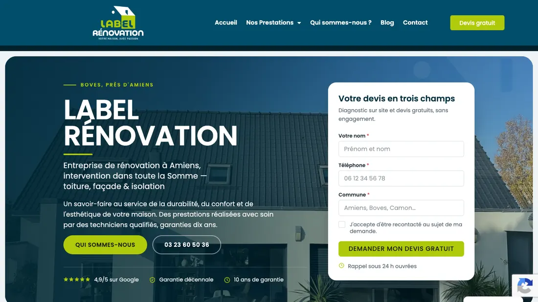 Site de Label Rénovation, accompagné par Avento