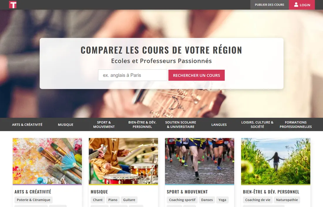 Exemple de site — Plateforme d'activités et de cours — inscriptions et visibilité locale